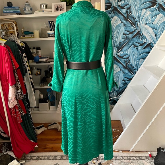 Calvin Klein tie-sleeve jacquard shirt dress / green / medium - Picture 5 of 7